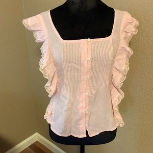 Jessica Simpson sleeveless ruffled top. S